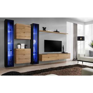 Obývacia stena Switch XVI Sklo +LED čierna/Wotan vyobraziť