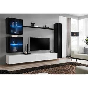 Obývacia stena Switch XVIII Sklo +LED čierna/Biely vyobraziť