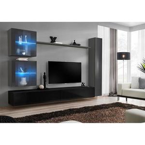 Obývacia stena Switch XVIII Sklo +LED Grafit/čierna vyobraziť