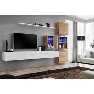 Obývacia stena Switch XIX Sklo +LED Biely/Wotan vyobraziť