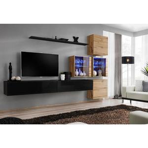 Obývacia stena Switch XIX Sklo +LED čierna/Wotan vyobraziť