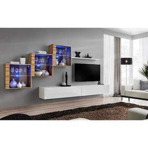 Obývacia stena Switch XIX Sklo +LED Wotan/Biely vyobraziť