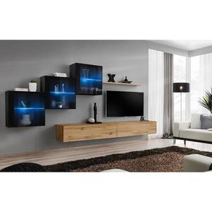 Obývacia stena Switch XIX Sklo +LED čierna/Wotan vyobraziť