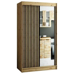 Skriňa Lamelo 2 120 Dub Artisan/čierna/Zrkadlo vyobraziť