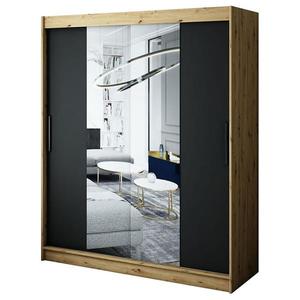 Skriňa Halifax T1 180 Dub Artisan/čierna/Zrkadlo vyobraziť