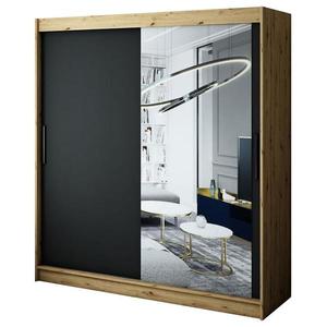 Skriňa Halifax T2 200 Dub Artisan/čierna/Zrkadlo vyobraziť