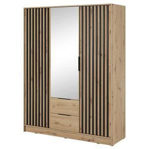 Skriňa Nelly 3d Zrkadlo Dub Artisan/Čierna vyobraziť
