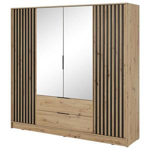 Skriňa Nelly 4d Zrkadlo Dub Artisan/Čierna vyobraziť