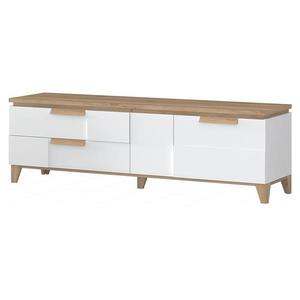 TV stolík Brio TV lakované pacific walnut/crystal white vyobraziť