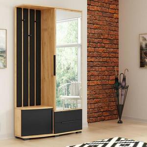 Predsieňový nábytok Loft zlatá kraft/čierna/čalúnenie vyobraziť