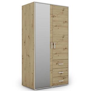 Skriňa Capannoli 3s 2d zrkadlo dub artisan/biela vyobraziť