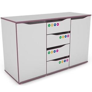Komoda Matrix 120 4s 2d biela/fialový vyobraziť