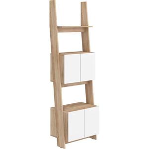 Regál Rack 60-2D sonoma/Biely lesk vyobraziť