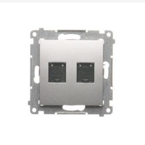 D62/43 Dvojitá počítačová zásuvka RJ45 strieborný mat vyobraziť