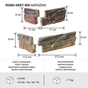 Betónový obkladový kameň Roma Gray Mix rohový vyobraziť