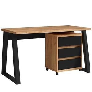 Set Iga I Písací stôl + Skrinka na kolieskach Dub Craft / čierna Mat vyobraziť