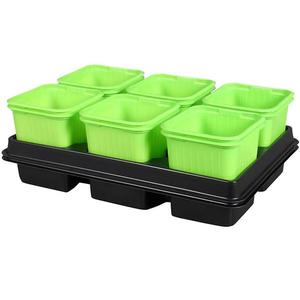 Kvetináč sadbový GREEN s podmiskou zelený 8x8x8cm 2x6ks vyobraziť