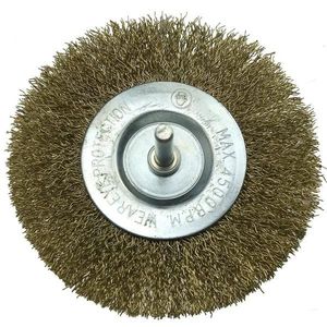 Kefa okružná, 100 mm, so stopkou 6 mm, vlnitý oceľový drôt, Drel vyobraziť