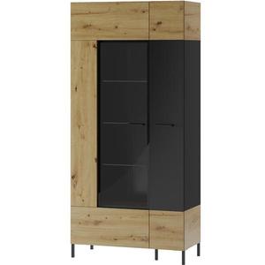 Vitrína 2D Lucas 12 dub artisan/čierna mat vyobraziť