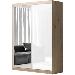 Skriňa Asturia dub artisan/biely lesk +zrkadlo vyobraziť