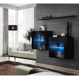 Komoda+Polička Switch Sb III Led Čierna vyobraziť