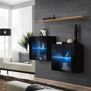 Komoda+Polička Switch Sb III Led Čierna vyobraziť