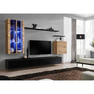 Obývacia stena Switch Sklo +LED XII Wotan/čierna vyobraziť