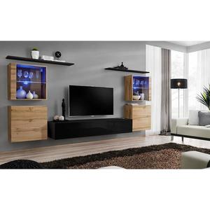 Obývacia stena Switch Sklo +LED XIV Wotan/čierna vyobraziť