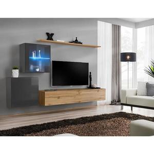 Obývacia stena Switch Sklo +LED XV Grafit vyobraziť