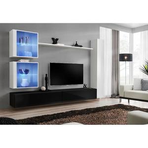 Obývacia stena Switch XVIII Sklo +LED Biely/čierna vyobraziť