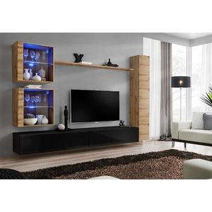 Obývacia stena Switch XVIII Sklo +LED Wotan/čierna vyobraziť