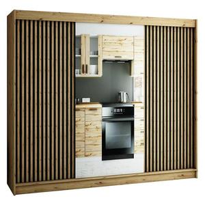 Skriňa Lamelo 2 250 Dub Artisan/čierna/Zrkadlo vyobraziť