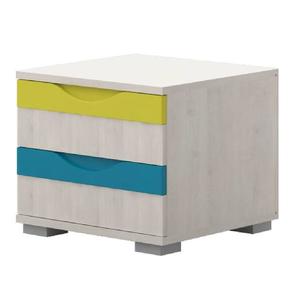 Nočný stolík JOY-NS2 polar pine/mango/lime/torquise vyobraziť
