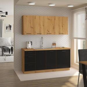 Kuchyňa Modena 180cm čierny/dub artisan vyobraziť