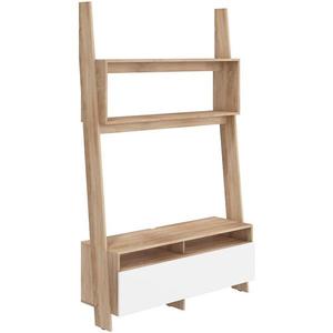TV stolík Rack Sonoma/Biely Lesk vyobraziť