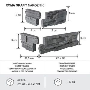 Betónový obkladový kameň Roma Grafit rohový vyobraziť