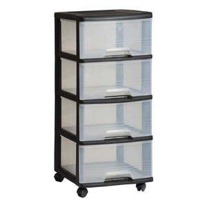 Čierno-priehľadný plastový pojazdný regál 37x80, 5 cm – Curver vyobraziť