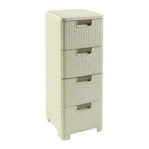 Krémová plastová vysoká kúpeľňová skrinka 33x79 cm Rattan – Curver vyobraziť