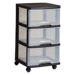 Čierno-priehľadný plastový pojazdný regál 37x61 cm – Curver vyobraziť