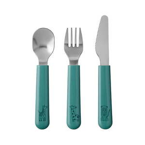 Nerezový detský príbor v tyrkysovej a striebornej farbe 3 ks Deep turquoise – Mepal vyobraziť
