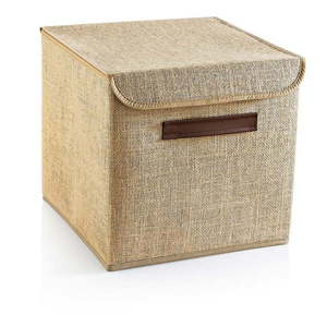 Svetlohnedý úložný box s vekom z juty 30x30x30 cm – Mioli Decor vyobraziť