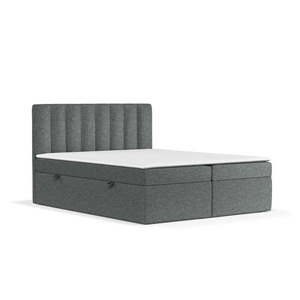 Tmavosivá boxspring posteľ s úložným priestorom 140x200 cm Novento – Maison de Rêve vyobraziť