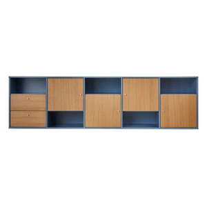 Nízka závesná komoda v dekore duba v modro-prírodnej farbe 220x61 cm Mistral – Hammel Furniture vyobraziť