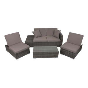 Sivý záhradný lounge set z umelého ratanu pre 4 Alcudia – Garden Pleasure vyobraziť