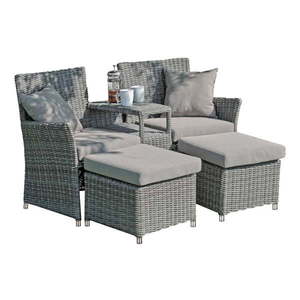 Sivý záhradný lounge set z umelého ratanu pre 2 Calgary – Garden Pleasure vyobraziť