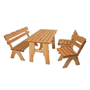 Záhradný jedálenský set z borovicového dreva v prírodnej farbe pre 4 Black Forest – Garden Pleasure vyobraziť