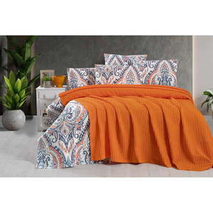 Oranžový bavlnený pléd 220x240 cm Waffle – Mila Home vyobraziť