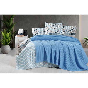 Modrý bavlnený pléd 220x240 cm Waffle – Mila Home vyobraziť