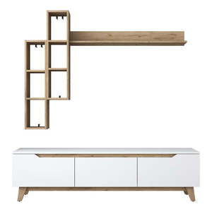 TV zostava v dekore orecha v bielo-prírodnej farbe 180x49 cm Linh – Kalune Design vyobraziť