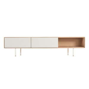 TV stolík z dubového dreva v bielo-prírodnej farbe 200x48 cm Fina – Gazzda vyobraziť